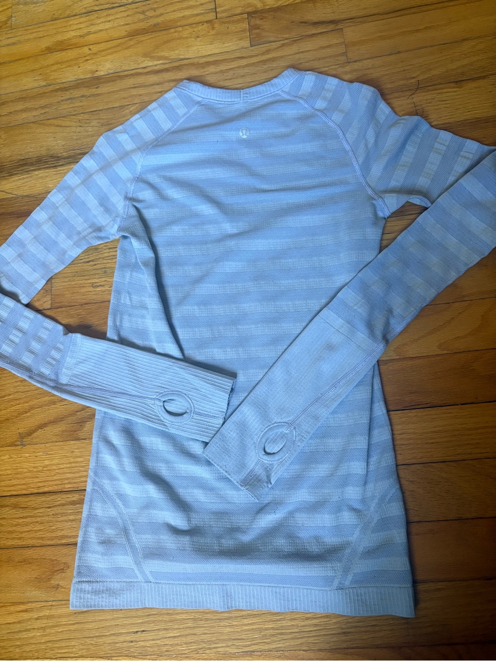 lululemon athletica Long Sleeve Striped Thumbhole Top - Light Blue & White
